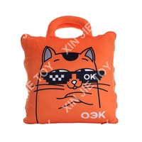Coussin en peluche carré personnalisé en forme de chat de dessin animé, fabriqué en usine, avec motif sur mesure, coussin doux et moelleux, couverture-coussin