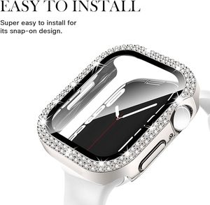 Nouveau boîtier de montre en diamant Bling pour Apple Watch Series 10/9/8/7 protecteur d'écran en verre 46mm 42mm 44mm 45mm étui pare-chocs couverture Iwatch - Product Image 4
