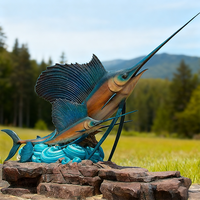 Grande figurine antique en bronze de poisson-sabre, sculpture 3D moulée pour aquarium, décoration de bord de mer, thème mode et sport
