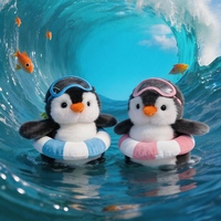 Boneka Penguin Selancar Lucu Lembut Kustom Grosir Pabrik, Mainan Hewan Isi Dakron dengan Kacamata dan Papan Selancar untuk Hadiah Musim Panas Anak-Anak