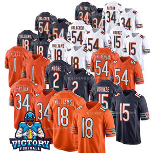 Groothandel Amerikaanse Voetbaltruien Chicago City 18 # Williams 15 # Odunze 2 # Moore 34 # Payton Vp Gelimiteerde Gestikte Jersey Shirts Top - Product Image 1