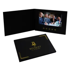 New Inventions Top Selling Black Bronzing Tft Screen Lcd Video Greeting Business Card With Box 7inch Music Book Video Brochure