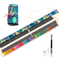 Ensemble de crayons de couleur professionnels de 76 pièces dans un étui en nylon enroulable avec un livre de coloriage avec 72 crayons de couleur et un accessoire de dessin