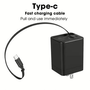 Chargeur rapide PD Type C 65W avec câble rétractable USB C, adaptateur de chargeur mural PD pour téléphone portable et ordinateur portable - Product Image 5