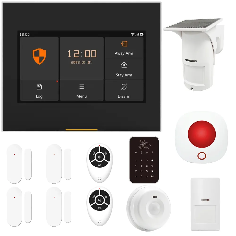 Tuya Smart Home Security 433mhz Sem Fio WIFI 4G GSM Sistema de Alarme 4.3" Teclado com toque Suporte Alexa e Google Home