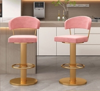 Tabouret de bar pivotant moderne de luxe léger, réglable en hauteur avec dossier, chaise de comptoir minimaliste pour bar à domicile, cuisine
