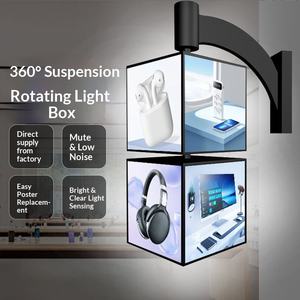 สี่เหลี่ยมจัตุรัสกลางแจ้งสี่ด้านหลายชั้น 360 °   ป้ายไฟ LED แบบหมุนได้สำหรับธุรกิจโฆษณาในร้านกาแฟ - Product Image 2