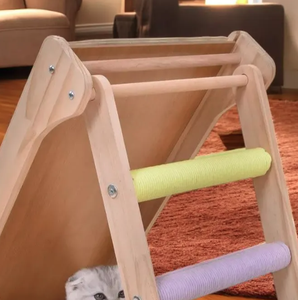 थोक बिक्री फोल्डेबल लकड़ी की बिल्ली खरोंच लाउंज बिल्ली रैंप आरामदायक घोंसले इनडोर लकड़ी के फ्रेम सिसल बिल्ली खरोंच - Product Image 5