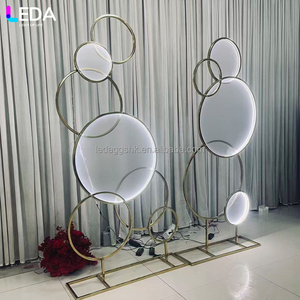 LEDA Wedding Party Events <b>Decor</b> Luxury Round Gold LED Metal Flower <b>Arch</b> Set Backdrop - Product Image 3