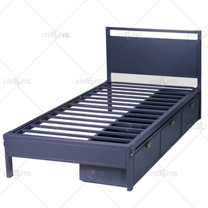 Khung giường thép đơn có thể điều chỉnh kích thước với ngăn chứa đồ phía dưới, cấu trúc sắt kim loại KD, tiết kiệm không gian cho phòng ngủ hoặc khách sạn - Product Image 3