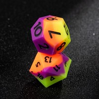 Ensemble de 7 dés polyédriques en silicone phosphorescents, orange néon, violet, jaune, finition mate, pour DND et jeux de table