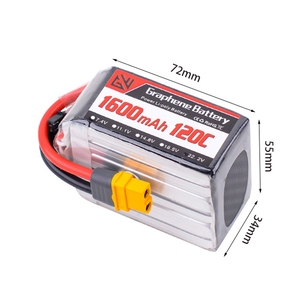 Batería Lipo GWRC 6S 22.2V 1600mAh 120C Descarga Estable para Drones de Carreras FPV, UAVs, Barcos RC, Autos, Helicópteros, Grado Marino - Product Image 4