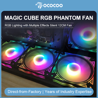 OCOCOO Magic Cube RGB Phantom Fan Performa Tinggi 5V 120mm ARGB Pendingin Heatsink Bantalan Cairan untuk Casing Komputer Gaming 3pin/4pin