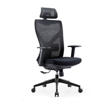 Chaise de bureau ergonomique PM-3069, design contemporain, appui-tête réglable, soutien lombaire, maille respirante pour la maison, le bureau et l'école