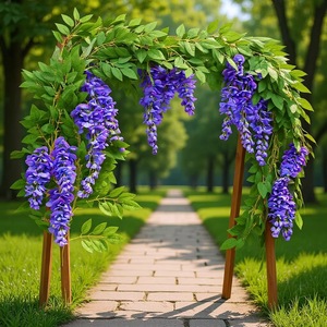 Guirlandes artificielles de glycine en soie Stupid Bird, fleurs réalistes pour décoration de mariage, couverture d'arche - Product Image 3