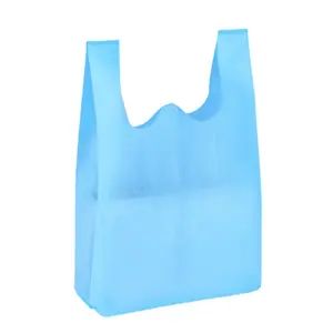 Eco-friendly supermarket custom tnt item w cut plain non woven t shirt vest fabric shopping bag logo printed