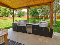 Armoires de cuisine modernes en acier inoxydable 304 pour l'extérieur, avec design modulaire, taille personnalisable