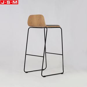 ไม้วีเนียร์ไม้สีน้ำตาลเบาะนั่งโลหะเก้าอี้สูงเก้าอี้บาร์ที่ทันสมัย - Product Image 6