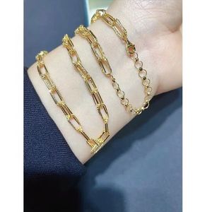 Collier ras du cou Xinfly pour femme en or pur 18 carats avec chaîne à maillons double trombone - Product Image 1