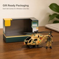 Ensemble de jouets hélicoptère à inertie avec lumière et son, figurine de soldat incluse, pour enfants, jeu de rôle de sauvetage et d'armée, coffret cadeau