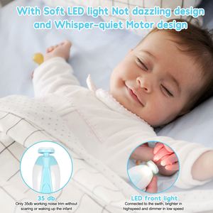 Lime à ongles électrique pour bébé, lime à ongles, kit de manucure, coupe-ongles pour les orteils et les doigts avec lumière LED pour nouveau-nés, enfants et adultes - Product Image 6