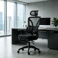 Chaise de bureau exécutive ergonomique confortable en maille avec appui-tête réglable, accoudoirs 3D réglables et soutien lombaire pour la maison, le bureau et l'école