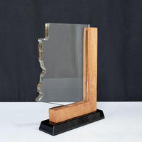 Plaque de récompense personnalisable en verre cristal vierge, trophée en cristal avec carte de l'Arizona et base en bois