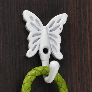 Butterfly Shape Clothes Hook Zinc Alloy Wall Mounted Wardrobe Cabinet Hook Antique Bronze Black <b>White</b> - Product Image 5