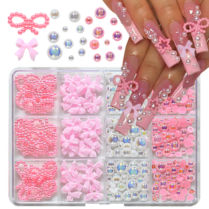 12 Grilles de Breloques 3D Nœud Papillon pour Ongles, Adorables Rubans et Perles, Bijoux d'Ongles de Luxe, Fournitures de <span class=keywords><strong>Manucure</strong></span> DIY, Décorations pour Ongles - Product Image 1