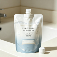 Pochette souple brillante personnalisée avec bec verseur 500 ml, emballage de recharge liquide, sachet stand-up avec couvercle pour produits capillaires, soins corporels et nettoyants