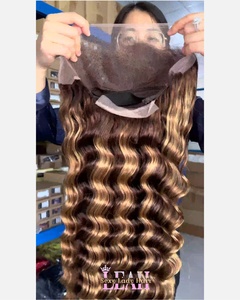 Extensiones de Cabello Humano 100% Natural, Cierre de Encaje 5x5, Peluca Rizada con Rizo Birmano, Peluca Frontal Lisa con Reflejos para Mujer - Product Image 2