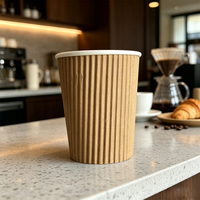 Gobelet à café à paroi ondulée jaune avec logo personnalisé SP5235, qualité alimentaire, isolé thermiquement, jetable, à paroi simple, pour boissons chaudes