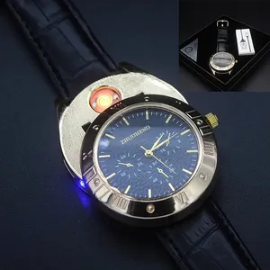 Pemantik api pencahayaan logam pria, jam tangan kepribadian kreatif baru 2023 Reloj Hombre pengisi daya USB pemantik rokok