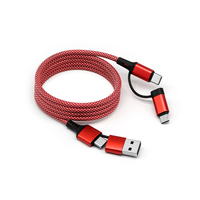 Câble de charge rapide magnétique rétractable tressé 4-en-1 avec logo et couleur personnalisés, 60W USB-A vers Type-C, compatible universel