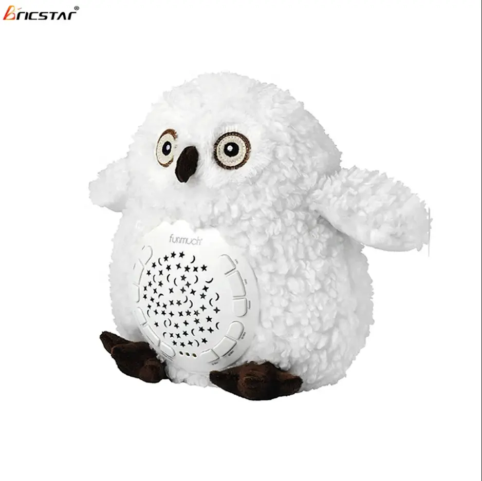Bricstar Best selling animal stuffed sleeping baby toy Owl 12-key baby comfort projection plush doll with Six colors of Lights