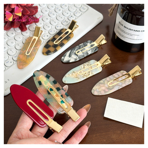 BELLEWORLD Soporte de fábrica Logotipo de color personalizado Nueva llegada Horquillas de moda para niñas Pinzas para el cabello gruesas de acetato sin curvas - Product Image 1