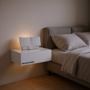 Vienna Sleek Wall Mounted <b>Floating</b> Nightstand With Drawer Storage Modern Bedroom Furniture MDF Wood Top - Product Image 2