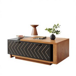 Mesa de Centro Rectangular Moderna Minimalista de Madera en Dos Tonos con 2 Cajones de Almacenamiento, Función de Elevación, Mueble para Sala de Estar con Tablero Deslizante - Product Image 1