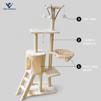 Arbre à chat multi-niveaux avec condo cylindrique et paniers, poteaux en sisal, tour à chat en peluche pour chats d'intérieur et chatons