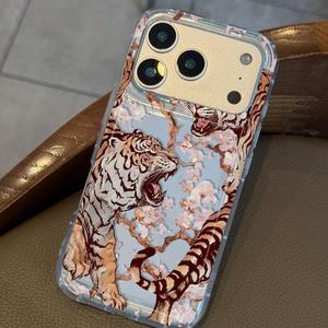 <span class=keywords><strong>Funda</strong></span> de Teléfono Moderna con Diseño de Tigre y Flores de Cerezo para iPhone <span class=keywords><strong>14</strong></span> 16 17 18 Pro Max, Carcasa Transparente Resistente a Impactos con Parte Trasera Brillante - Product Image 3