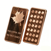 Barre de cuivre de 10 oz, pièce de monnaie en cuivre à vendre, pièce de monnaie en cuivre pur double feuille d'érable, pièces de monnaie en cuivre 999, pièces de monnaie en cuivre de 1 oz, 1 once