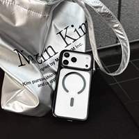 Coque magnétique transparente haute qualité pour iPhone 18 Pro Max, texture originale, anti-chute, protection intégrale