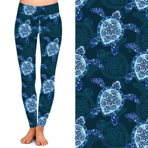 2025 Newest Buttery Soft Australia 3/4 Length <strong>Capri</strong> Tortoise Water Turtle <strong>Leggings</strong> - Product Image 6