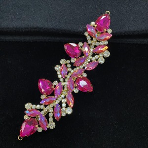 Xulin <span class=keywords><strong>fucsia</strong></span> AB Crystal Marquise a forma di foglia di strass Applique a catena <span class=keywords><strong>da</strong></span> sposa cucito <span class=keywords><strong>da</strong></span> te per copricapo - Product Image 1