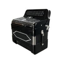 SEASOUND Accordéon Diatonique Professionnel 34 Boutons 12 Basses 3 Registres JB3412C Noir Brillant Portable Grille Noire Argentée