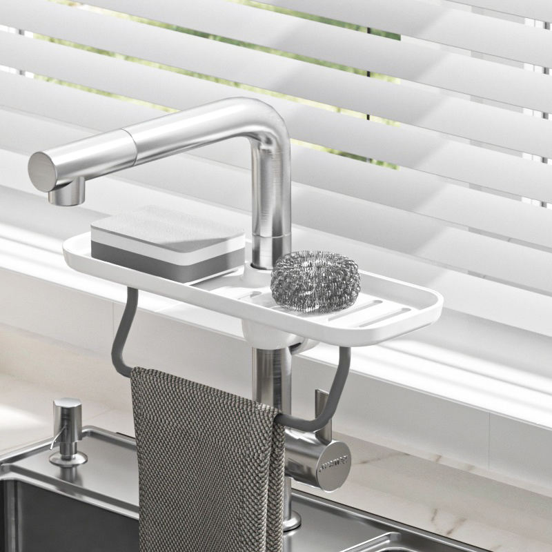 sponge holder with towel bar