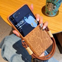 Coques de téléphone à motif léopard pour Motorola Razr 50 60, design pliable, avec sangle de maintien au poignet