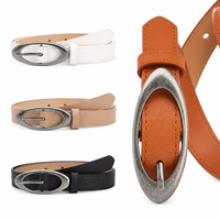 Ceinture en cuir PU noir élégante pour femme, style vintage, avec boucle ardillon en alliage, design classique et polyvalent, vente en gros personnalisée