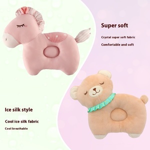 Almohada para la cabeza antisesgada de seda helada para bebé, almohada relajante en forma de recién nacido con funda de impresión Digital Animal para ropa de cama - Product Image 3