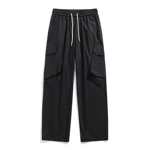 American Retro Style Casual Pants for Spring Canvas Multi-Bag Tooling <b>Split</b> Design Three-Dimensional Pleated Straight - Product Image 2